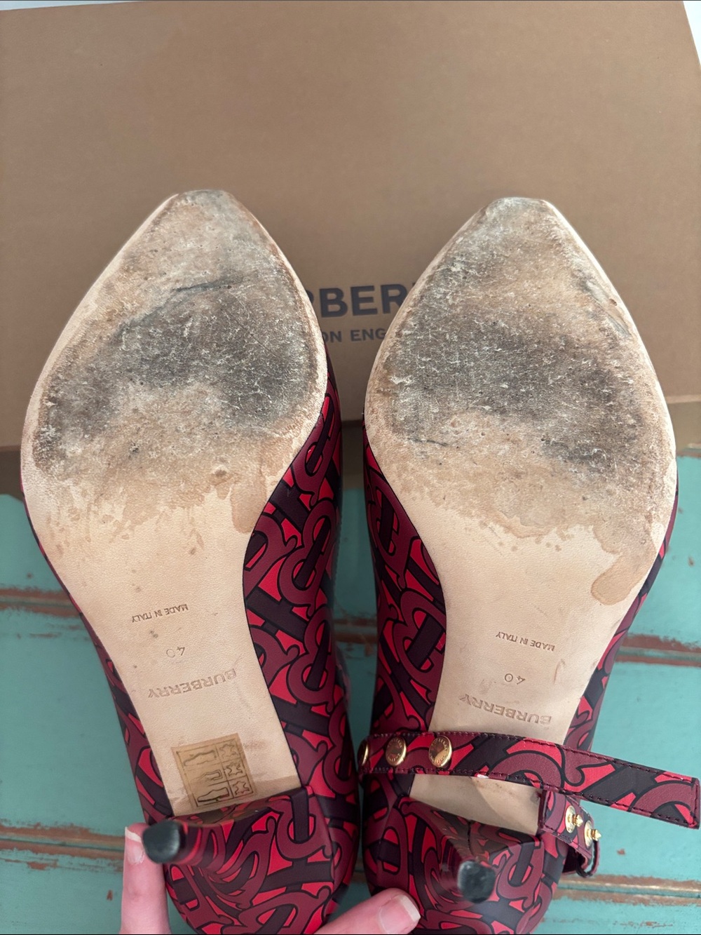 Burberry Red Logo Ankle-Strap Pumps - Women's High Heel - Picture 10 of 15